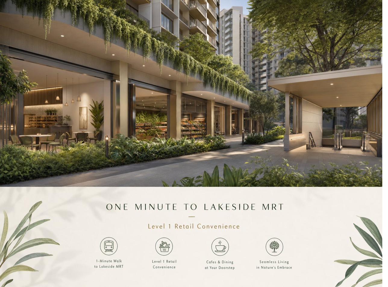Lucerne Grand first-storey retail and one-minute connectivity to Lakeside MRT